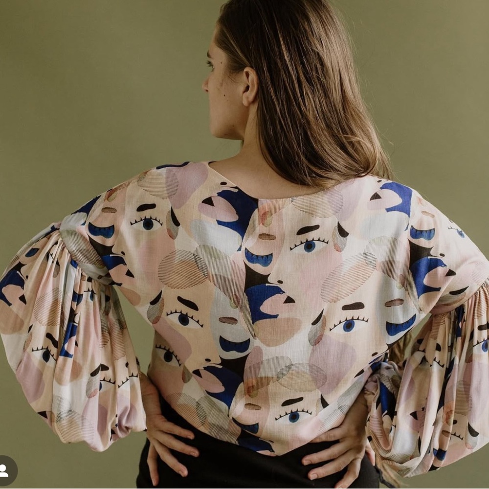 Puff Sleeve Ethically Made Print Top